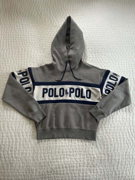 Polo Ralph Lauren Tops - Polo Ralph Lauren Women's Double Knit Spellout Logo Cropped Hoodie Size SP
